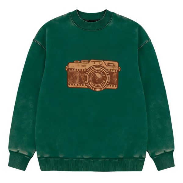 Acid-Washed Vintage Crewneck Sweatshirt with Distressed Details